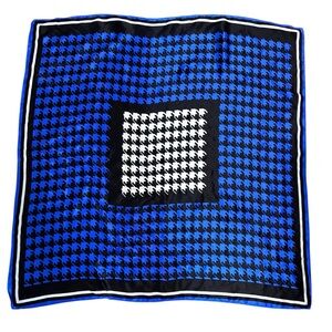 Tristan Blue, Black and White Houndstooth Silk Scarf